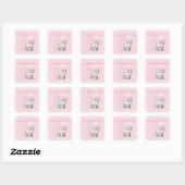 Kleindochter Doop Roze Lam Gepersonaliseerd Vierkante Sticker (Vel)