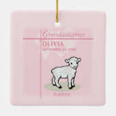 Kleindochter Doop Roze Meisje Lam Naam en datum Keramisch Ornament (Achterkant)