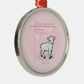 Kleindochter Doop Roze Meisje Lam Naam en datum Metalen Ornament (Rechts)