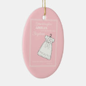 Kleindochter, doopjurk op roze gepersonaliseerd keramisch ornament (Rechts)