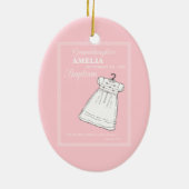 Kleindochter, doopjurk op roze gepersonaliseerd keramisch ornament (Achterkant)