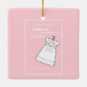 Kleindochter, doopjurk op roze gepersonaliseerd keramisch ornament (Achterkant)