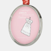 Kleindochter, doopjurk op roze gepersonaliseerd metalen ornament (Links)