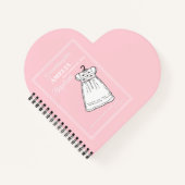 Kleindochter, doopjurk op roze gepersonaliseerd notitieboek (Voorkant)