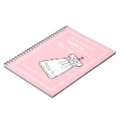 Kleindochter, doopjurk op roze gepersonaliseerd notitieboek (Linkerzijde)