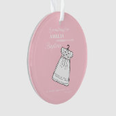 Kleindochter, doopjurk op roze gepersonaliseerd ornament (voorkant)