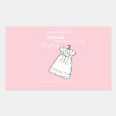Kleindochter, doopjurk op roze gepersonaliseerd rechthoekige sticker (Voorkant)