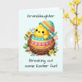 Kleindochter Easter Chick Breaking Out Of Shell Kaart (Gele Bloem)