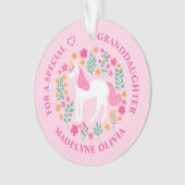 Kleindochter Eenhoorn Bloemen Schattige Roze Ornament (voorkant)