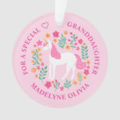 Kleindochter Eenhoorn Bloemen Schattige Roze Ornament (voorkant)