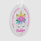 Kleindochter Eenhoorn Prinses Girly gepersonalisee Ornament (voorkant)