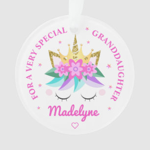 Kleindochter Eenhoorn Prinses Girly gepersonalisee Ornament