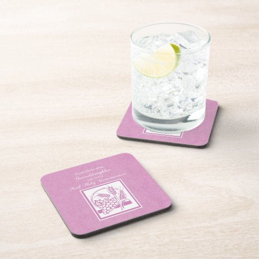 Kleindochter Eerste Communie, Roze Drankjes Onderzetter (Rechterzijde)