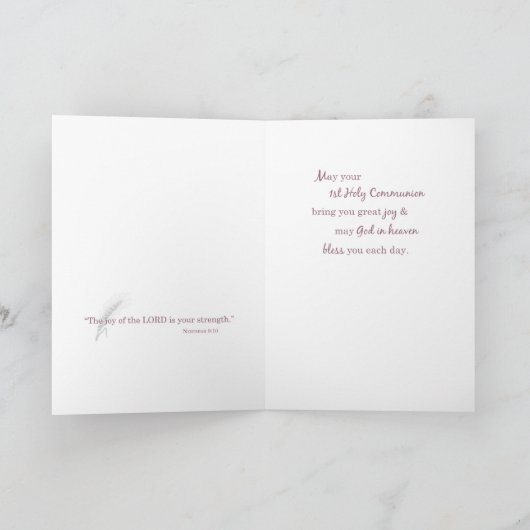 Kleindochter Eerste Communie, Roze Kaart (Binnen)