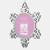 Kleindochter Eerste Communie, Roze Tin Sneeuwvlok Ornament (Rechts)