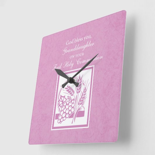 Kleindochter Eerste Communie, Roze Vierkante Klok (Hoek)
