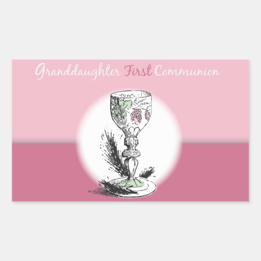 Kleindochter Eerste Communiroze, Chalice Rechthoekige Sticker (Voorkant)