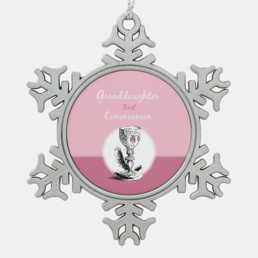 Kleindochter Eerste Communiroze, Chalice Tin Sneeuwvlok Ornament (Voorkant)
