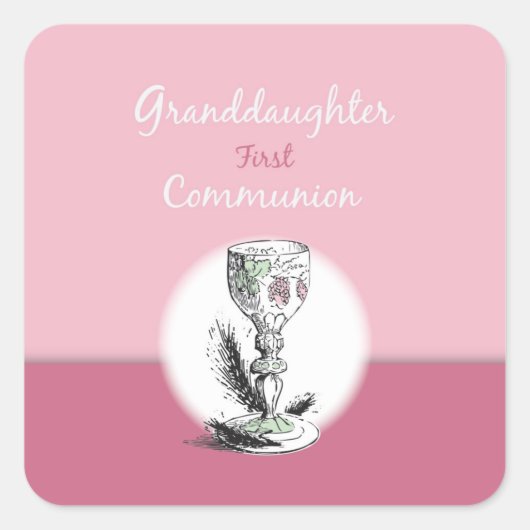 Kleindochter Eerste Communiroze, Chalice Vierkante Sticker (Voorkant)