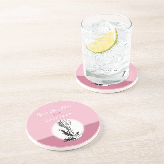 Kleindochter Eerste Communiroze, Chalice Zandsteen Onderzetter (Zijkant)