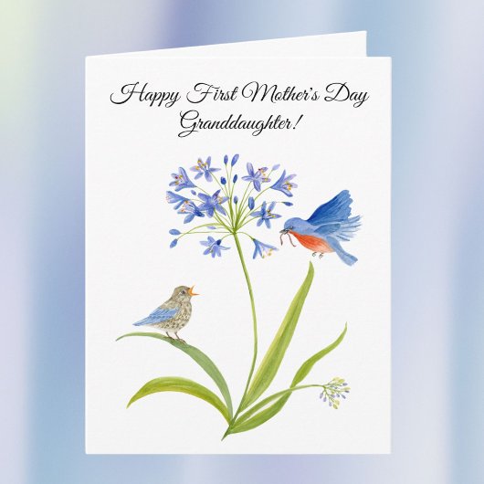 Kleindochter Eerste Moederdag Blauwe Vogel Kaart