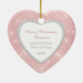 Kleindochter Elegant licht roze Kerstmis Keramisch Ornament (Achterkant)