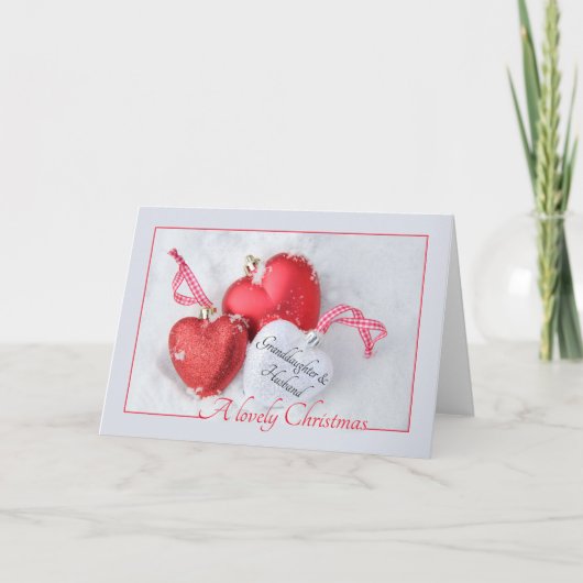 Kleindochter en echtgenoot/echtgenote kerstkaart feestdagen kaart (Voorkant)