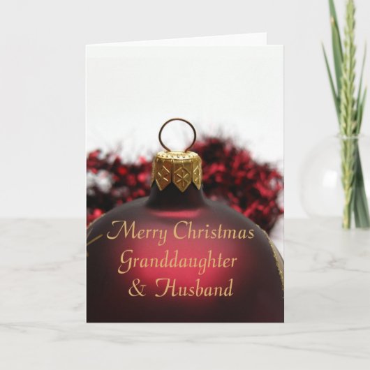 Kleindochter en echtgenoot/echtgenote kerstkaart feestdagen kaart (Voorkant)