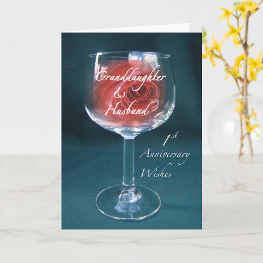 Kleindochter en echtgenoot, eerste Jubileum Winegl Kaart (Gele Bloem)