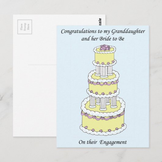 Kleindochter en haar bruid Verloving Briefkaart (Voorkant / Achterkant)