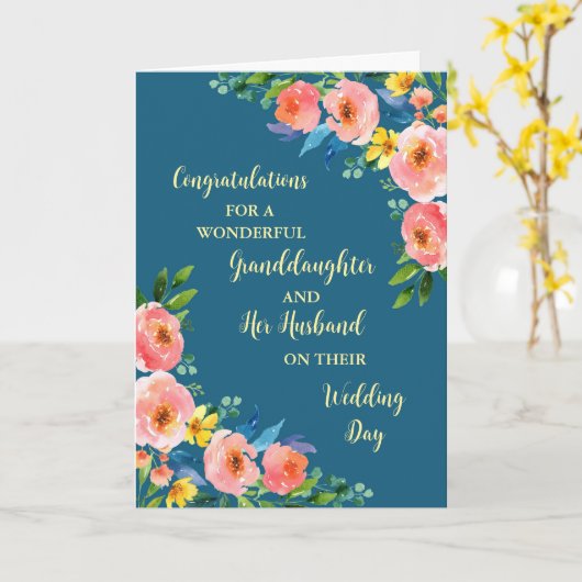 Kleindochter en haar man Gefeliciteerd Kaart (Gele Bloem)