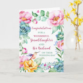 Kleindochter en haar man Gefeliciteerd Kaart (Gele Bloem)