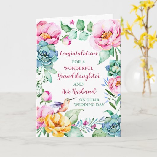 Kleindochter en haar man Gefeliciteerd Kaart (Gele Bloem)