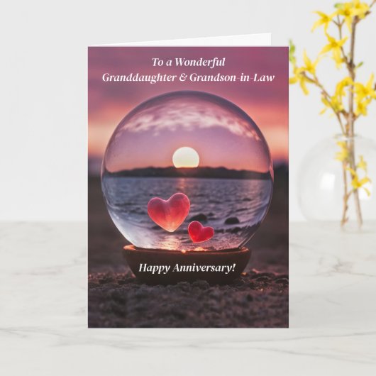 Kleindochter en kleinzoon in Law Jubileum Kaart (Gele Bloem)