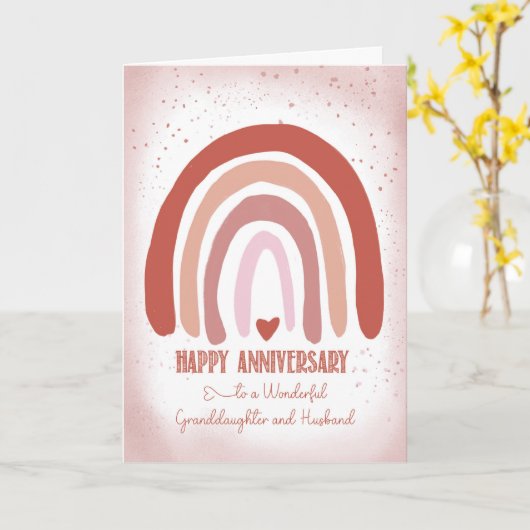 Kleindochter en man Jubileum Soft Pink Kaart (Gele Bloem)