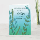 Kleindochter Extra Gewone verjaardag Groen Blauw Kaart (Voorkant)