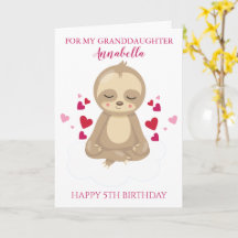 Kleindochter Fifth Birthday Cute Pink Sloth Foto