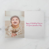 Kleindochter Fifth Birthday Cute Pink Sloth Foto Kaart (Binnen)