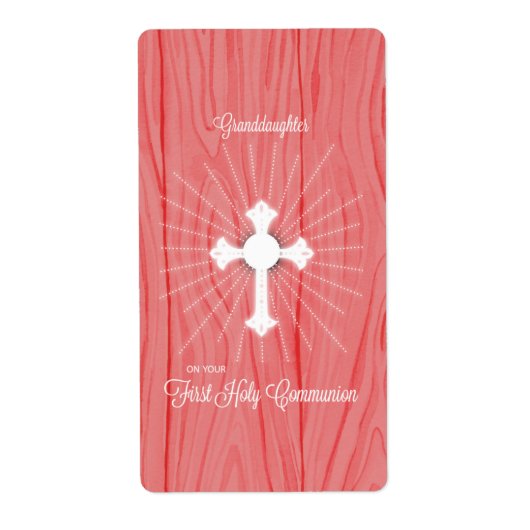 Kleindochter First Communitykruis en stralen Etiket (Voorkant)