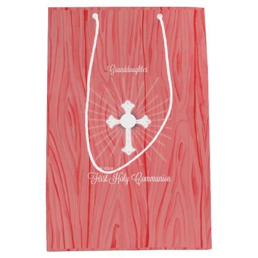 Kleindochter First Communitykruis en stralen Medium Cadeauzakje (Voorkant)