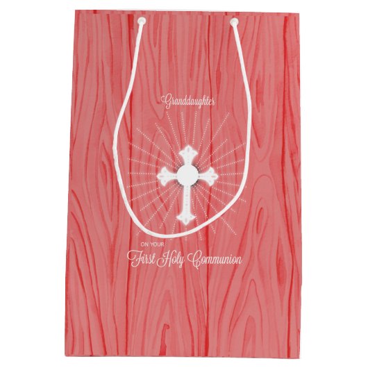 Kleindochter First Communitykruis en stralen Medium Cadeauzakje (Achterkant)