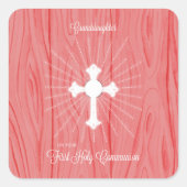 Kleindochter First Communitykruis en stralen Vierkante Sticker (Voorkant)