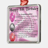 Kleindochter gedicht 16e verjaardag metalen ornament (Links)