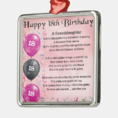 Kleindochter gedicht - 18e verjaardag metalen ornament (Links)