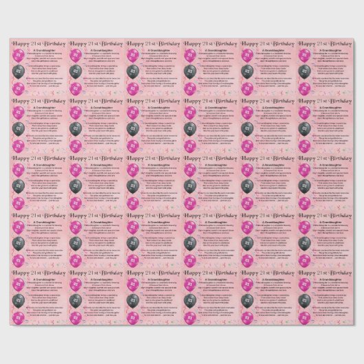 Kleindochter gedicht - 21ste verjaardag cadeaupapier (Vlak)