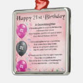 Kleindochter gedicht - 21ste verjaardag metalen ornament (Links)