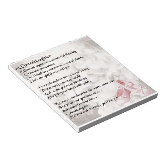 Kleindochter gedicht - design balletschoenen notitieblok (Schuin)