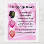 Kleindochter Gedicht Fles Label Happy Birthday Wijn Etiket (Enkel label)