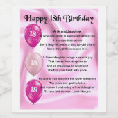 Kleindochter Gedicht Flesetiket 18e Verjaardag Wijn Etiket (Enkel label)