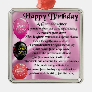 Kleindochter gedicht - Happy Birthday Design Metalen Ornament